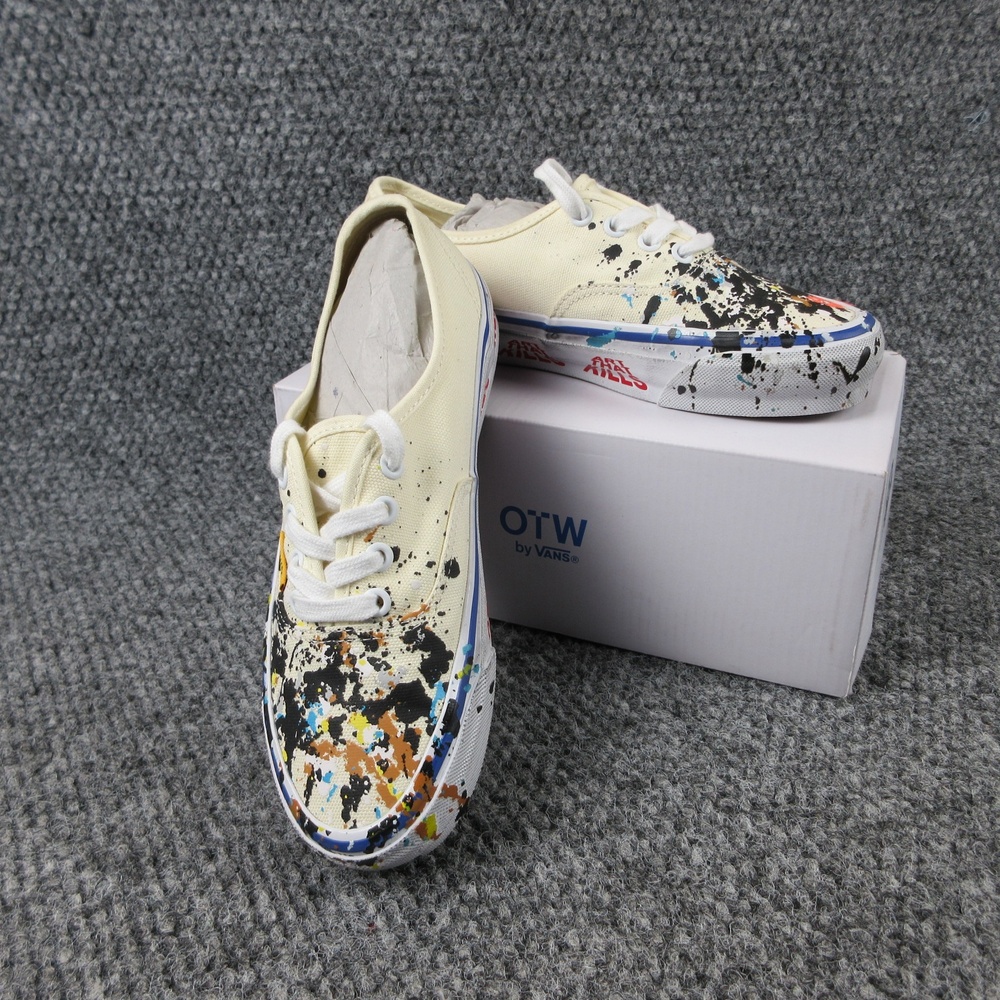 VANS Shoes Mens Size 5 White Gallery Dept Canvas Paint Casual Sneaker NWB